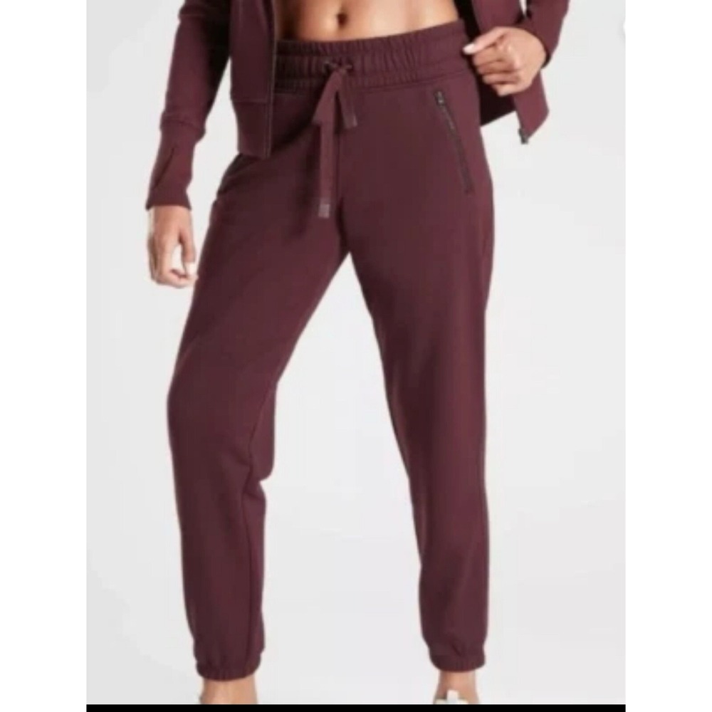 ATHLETA Jogger Bounce Back Sweatpants Womens Sz XS Bordeaux Comfy Active Lounge